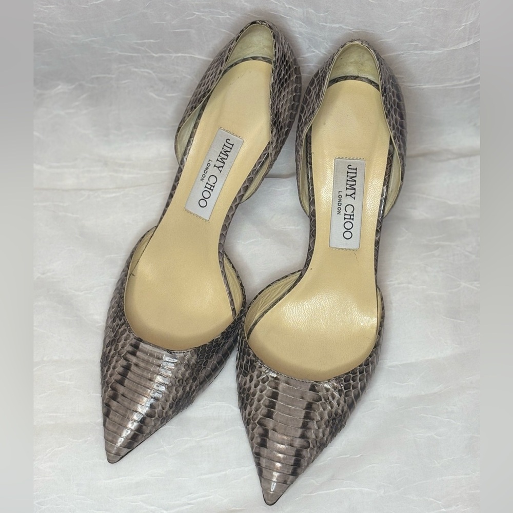 Jimmy Choo Snakeskin Heels - Gray